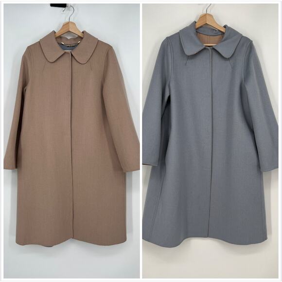 Luisa Spagnoli Reversible Wool Blend Cocoon Coat Womens Medium Pink Blue Italy - Picture 1 of 13